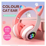 Fone Orelha De Gato Gatinho Cat Bluetooth 5.0 Ear Com Led Rgb Headphone Original