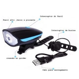 Farol Bike Recarregável Usb 250 Lumens